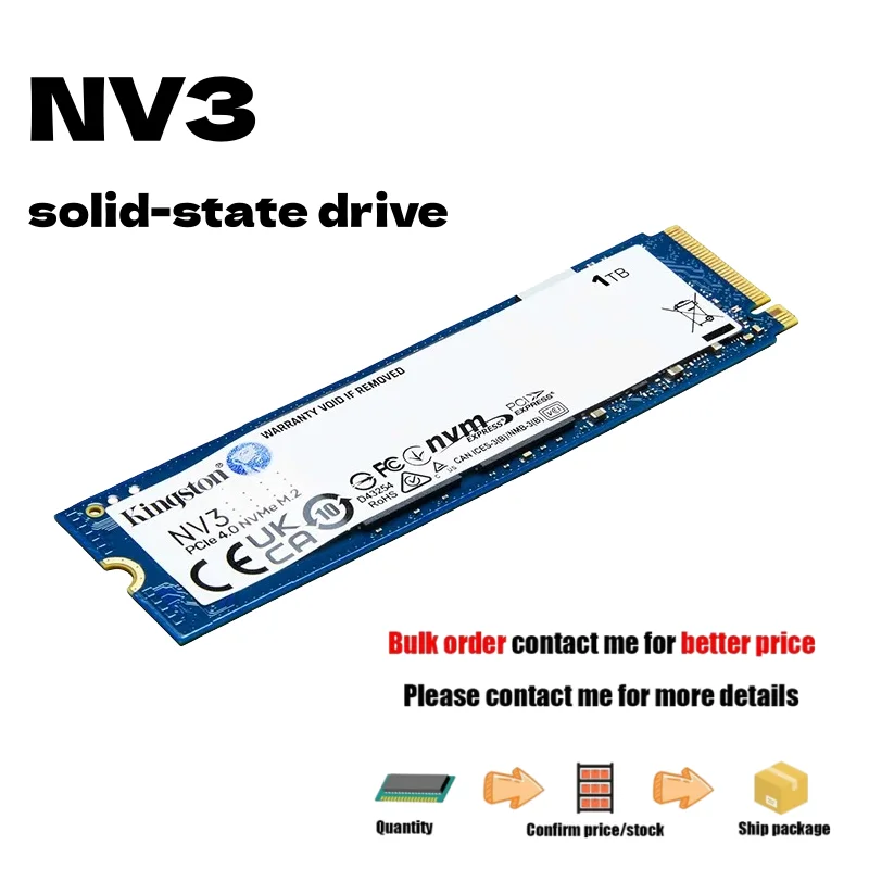 

Kingston NV3 PCIe 4.0 NVMe SSD M.2 2280 Solid State Drive 500GB 1TB 2TB Internal Hard Drive Up To 6000Mb/s High Speed Hard Disk