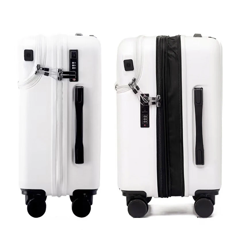 Front Opening USB Charging Suitcase on Wheels New Lightweight Luggage Zipper Suitcases Travel