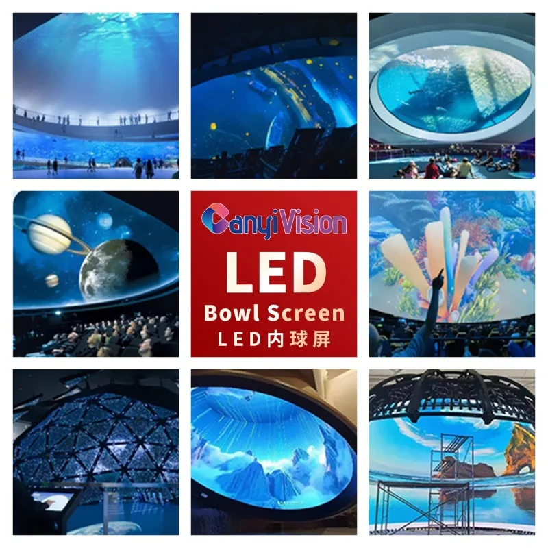 Custom Indoor Dome Screen, Naked-Eye 3D Spherical Display for Flight Theater, Tunnel and Exhibition