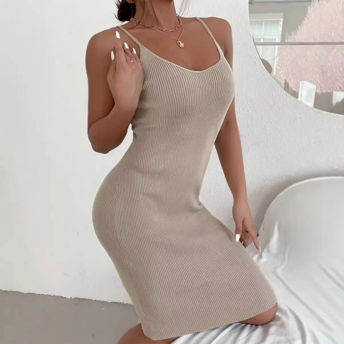 Robe à bretelles en laine pour femmes, nouvelle mode printemps été décontractée, Style Hip Hop Y2K, polyvalente, usage quotidien, sac ajusté, robe de hanche pour dames