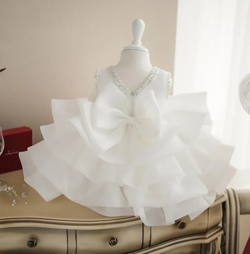 Vestidos de florista com imagem real para o bebê, vestido fofo para o primeiro aniversário, traje de princesa infantil, vestidos de baile infantis, festa de batismo