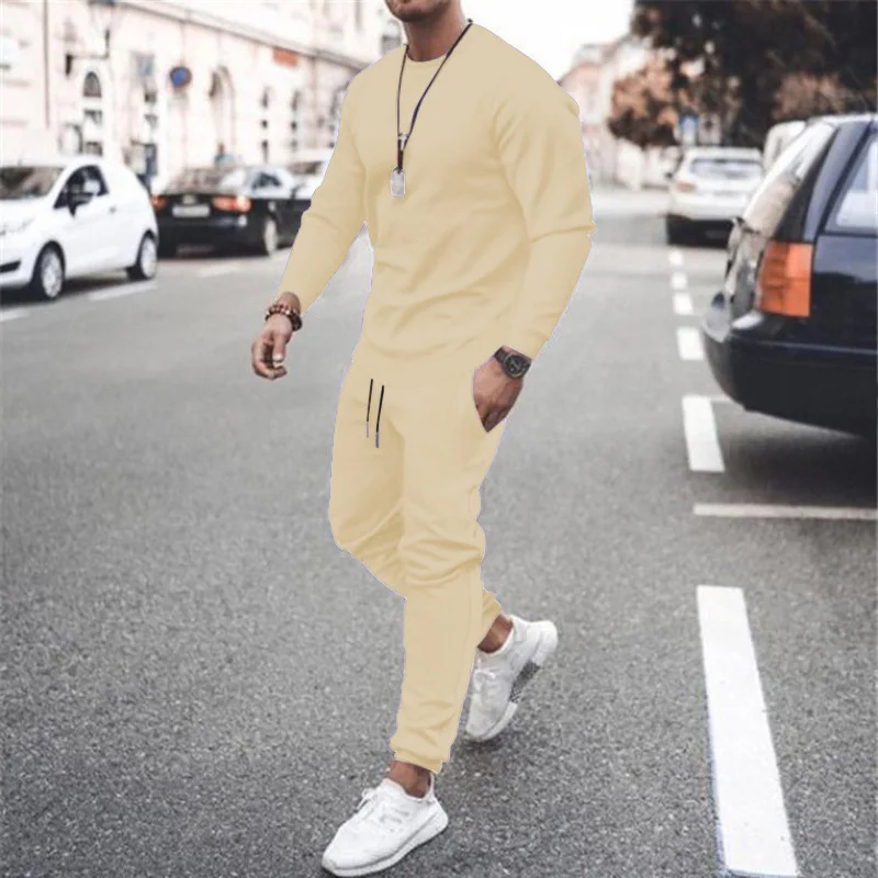2025 New Men Two Pieces Sets Running Sweatshirt+Sweatpants  Suit Autumn Winter Warm Tracksuit Sets Men's Jogger Sports Suit image 4