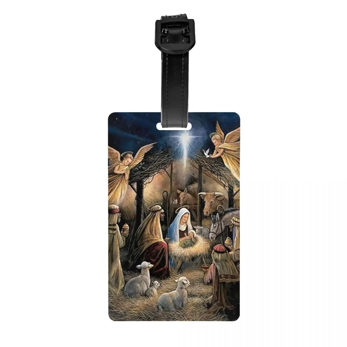 Custom Christmas Religious Holy Nativity Luggage Tag With Name Card Privacy Cover ID Label for Travel Bag Suitcase