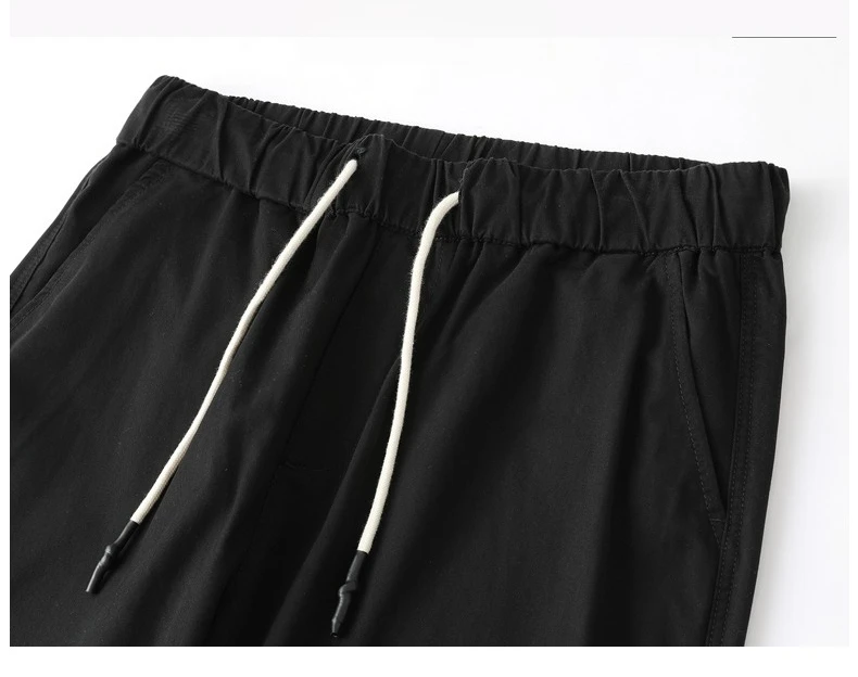 High Quality Summer Thin Men's Casual Pants 95%Cotton Breathable Solid Color Outdoor Elastic Waist Chino Trousers Male Amekaji