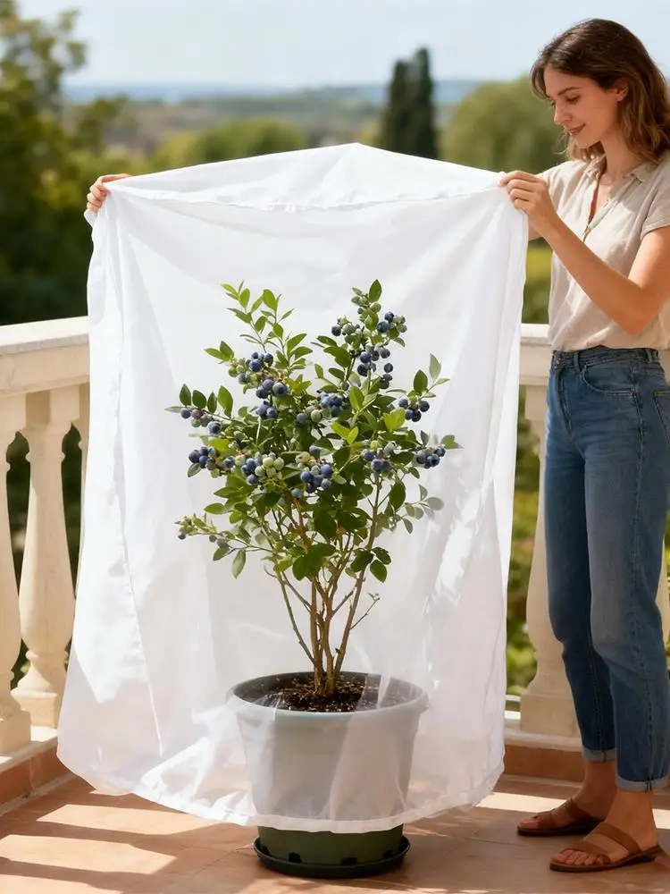 

Fruit Tree Netting 2 Pieces Plant Mesh Cover with Drawstring and Zipper High-Density Plants Protector for Greenhouse Crop Garden