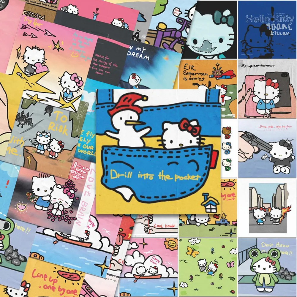 63 pezzi simpatici adesivi Hello Kitty Cartoon Sanrio per album custodia per telefono laptop chitarra notebook adesivo anime Kawaii giocattoli per bambini