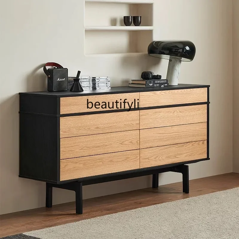 

zxqxzNordic oak eight buckets, bedroom, bedside cabinet, living room, storage decoration, solid wood chest of drawers