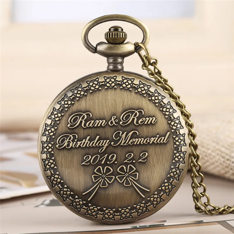 

Vintage Re:zero Anime Theme Quartz Pocket Watch for Men Women Delicate Heart Flower Pattern Necklace Sweater Chain Timepiece