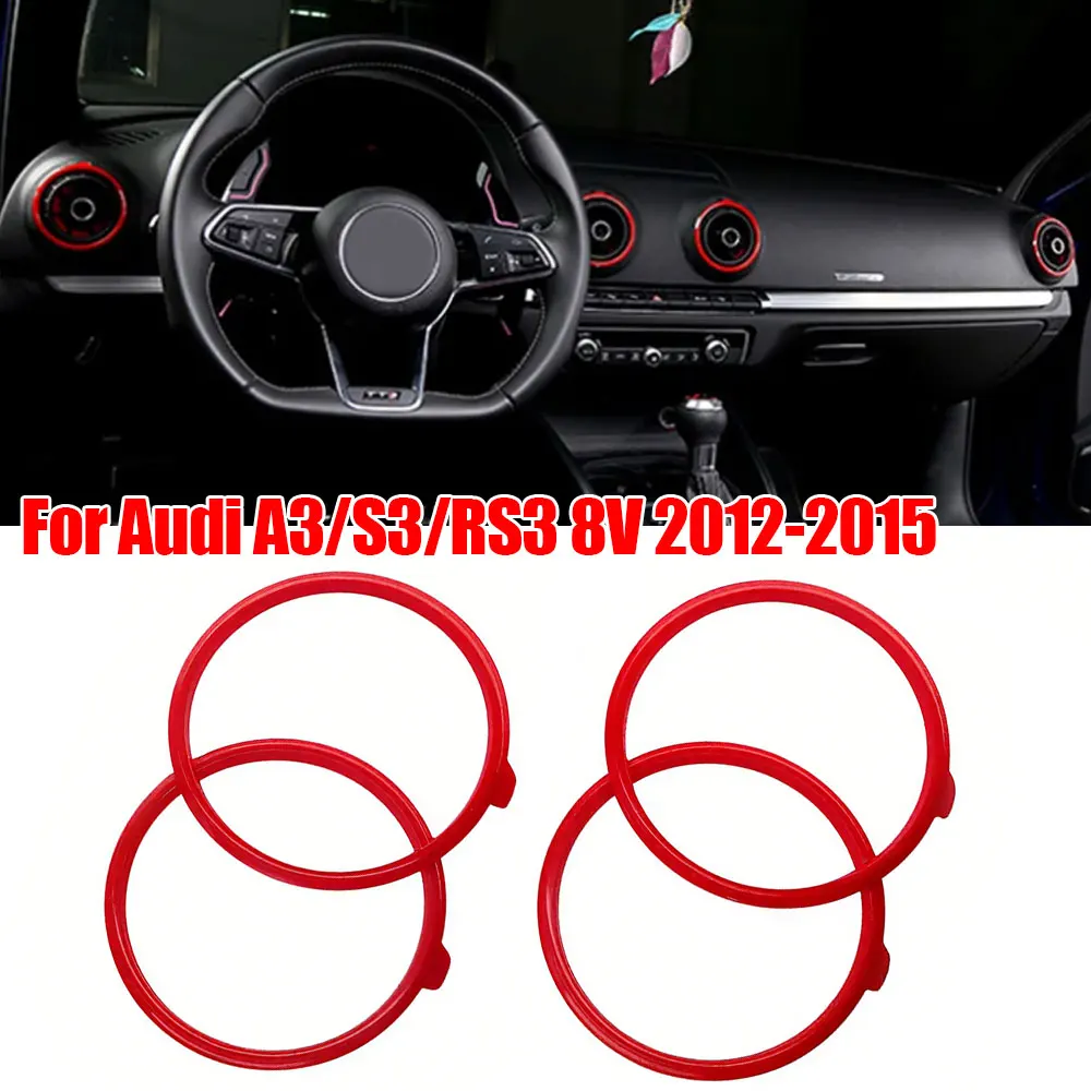 4x Car Air Condition Vent Inner Ring Cover A/C Air Outlet Decoration Trim Ring Auto Accessories for Audi A3/S3/RS3 8V 2012-2015