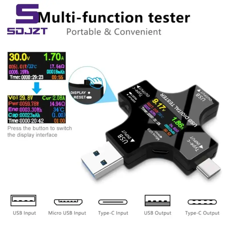 New Type-C PD USB Tester DC Digital Voltmeter Amperimetor Voltage Current Meter Ammeter Detector Power Bank Charger Indicator