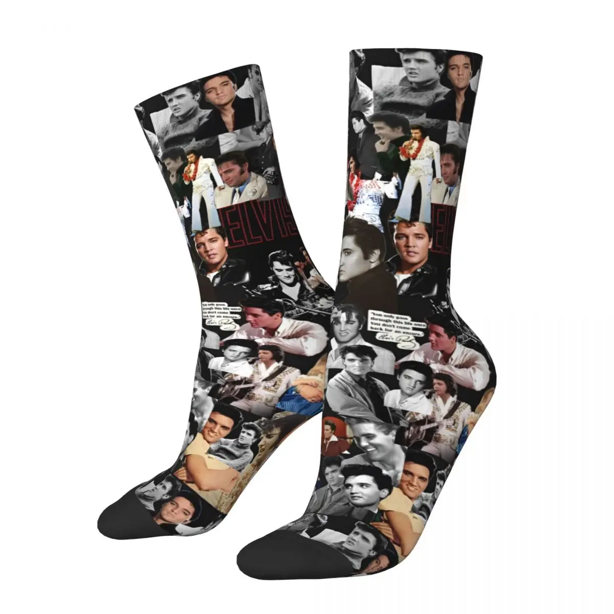 Winter Warm Colorful Women Men King Of E-Elvis P-Presleys Socks Breathable Crew Socks