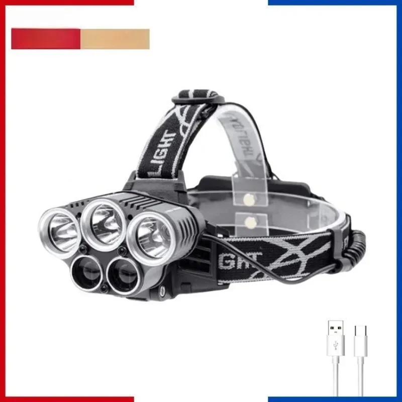 Head mounted LED rechargeable high-performance 5-speed dimming head light 18650 battery waterproof fishing outdoor headlight por