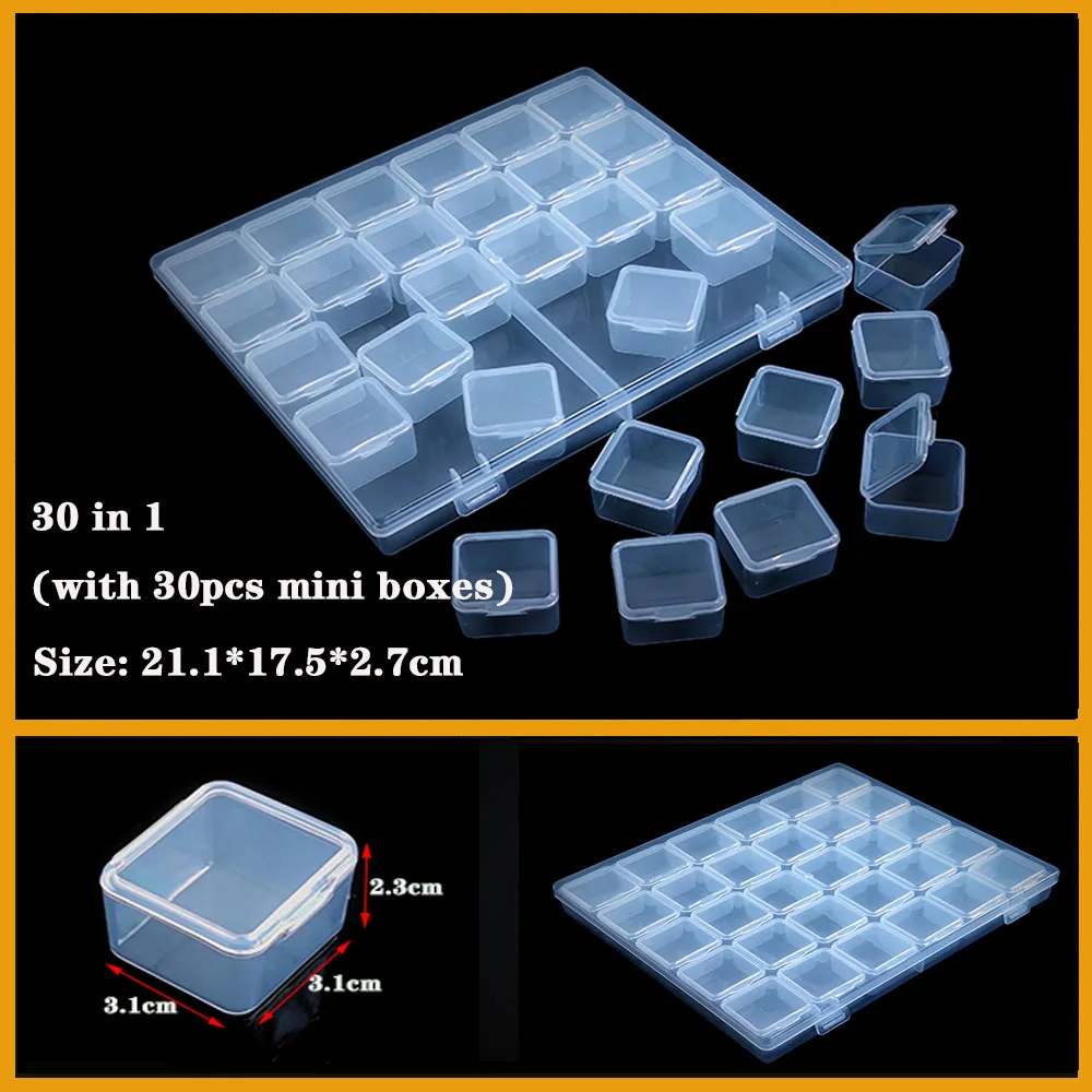 Plastic Case Organizer 30 in 1 grid Container Plastic Box Practical Adjustable Compartment bead storage box case Screw Holder