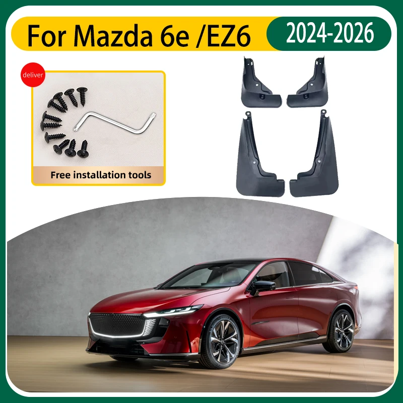 

4PCS Car Mud Flaps For Mazda 6e Accessories EZ6 2024-2026 Auto Mudguards Splash Guard Front Rear Fenders Car Exterior Body Kit
