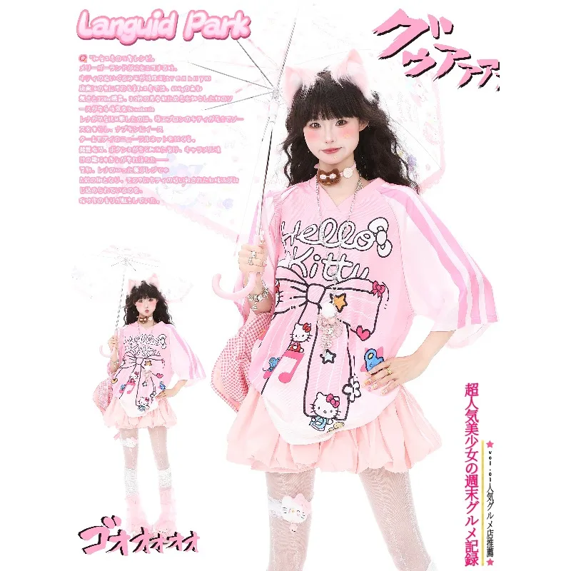 

Miniso Американский мультфильм с v-образным вырезом Спортивная быстросохнущая футболка для мужчин и женщин Летняя свободная милая одежда с короткими рукавами