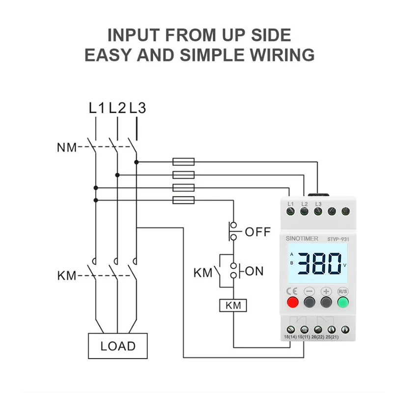 Din Rail Adjust 3 Phase 380V Voltmeter Over Under Voltage Monitor Sequence Protector Overvoltage Meter Protective Devices Relay