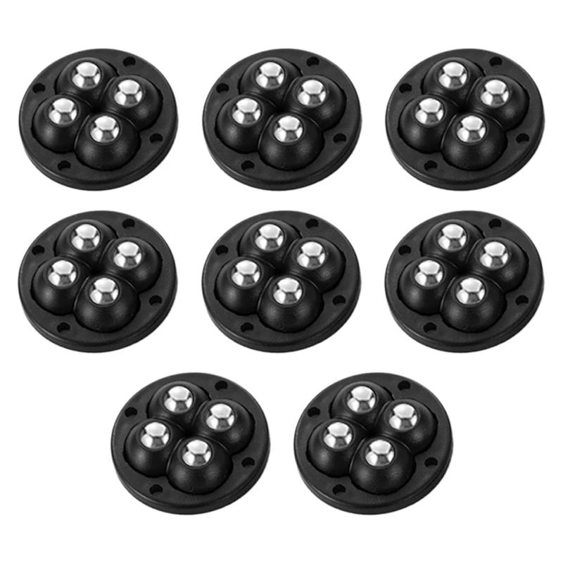 8Pcs Self Adhesive Ball Universal Wheel 4 Beads Stainless Steel Pulley Base For Furniture Bedside Table Base