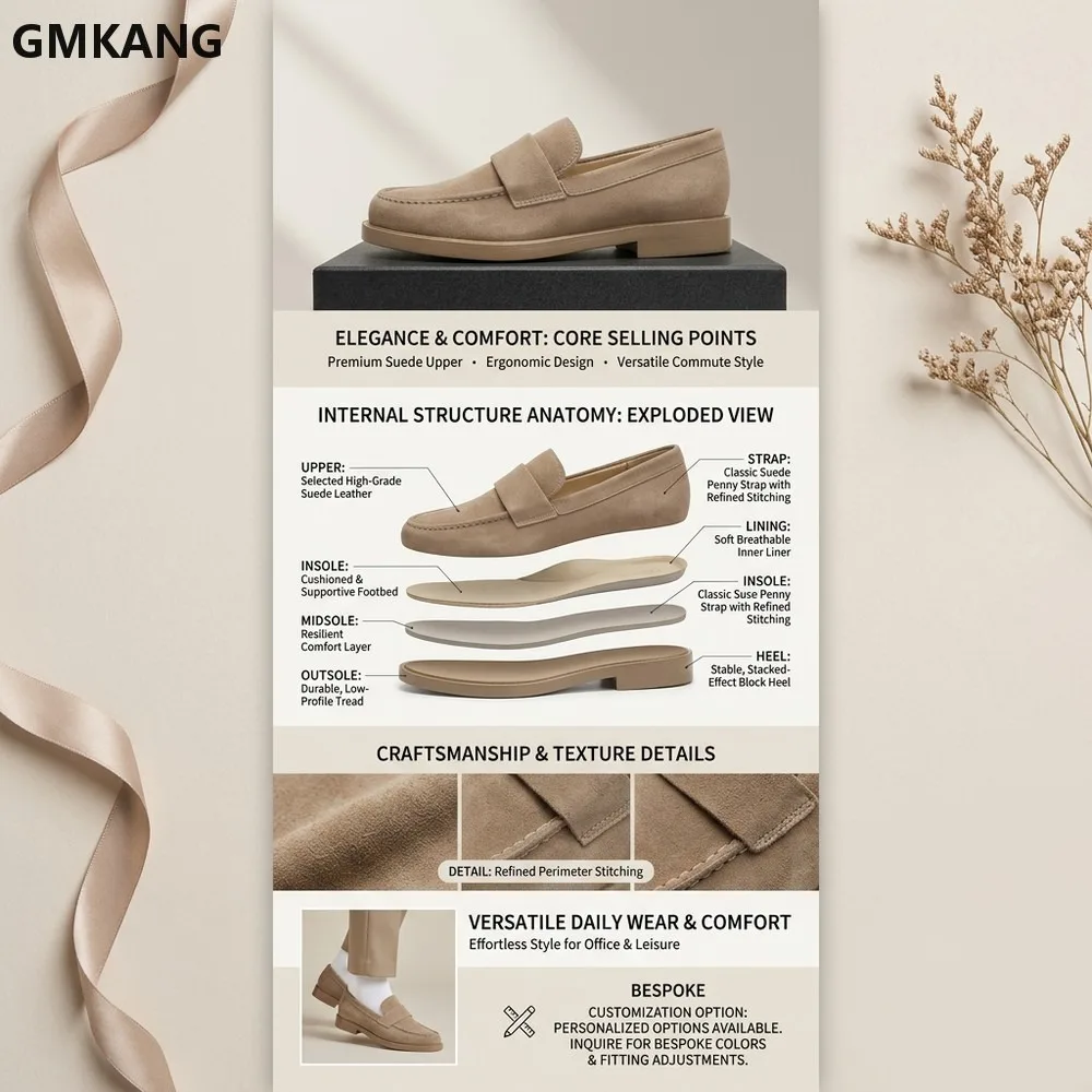 2026 Women Genuine Leather Loafers Low Heel Slip Resistant Thick Sole Commuting Comfortable Casual Shoes
