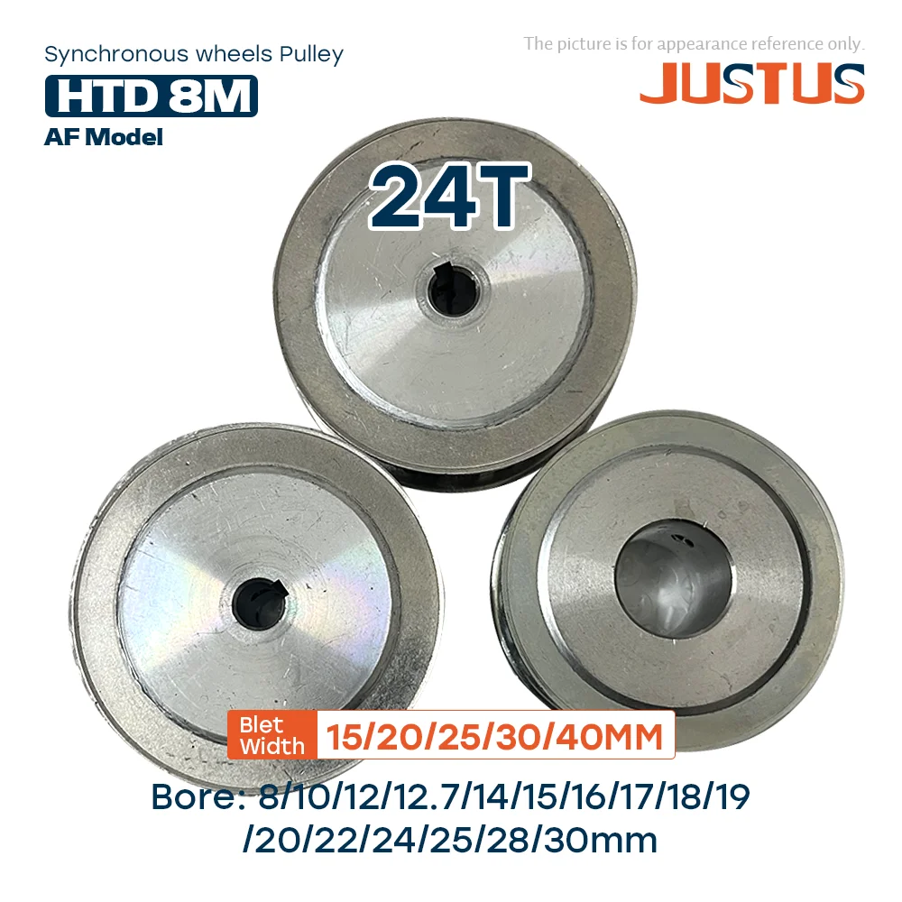 HTD 8M 24T Timing Pulley Pitch 8 mm Bore 8-30mm Slot Width 16/21/27/32/42 mm For 8M Synchronous Belt width 15/20/25/30/40mm