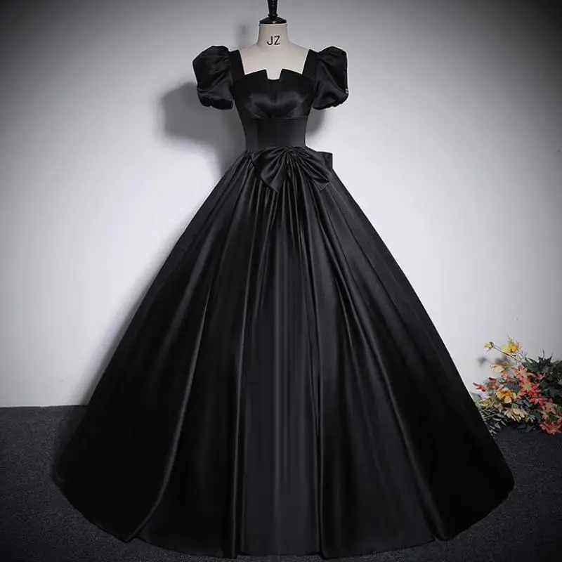 Satin Quinceanera Dresses New Elegant Floor-length Puffy Prom Dress With Short Sleeve Classic Simple Ball Gown Customized