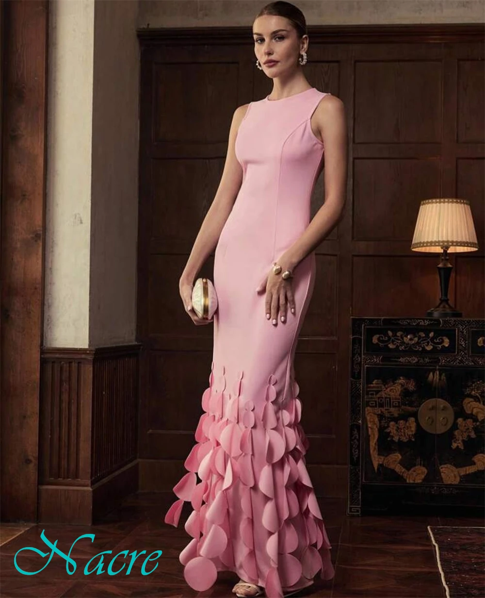 

Customized Exquisite Jersey O-Neck Evening Dress Delicate Mermaid Sleeveless Prom Dresses Luxury Flowers Special Occasion Gowns