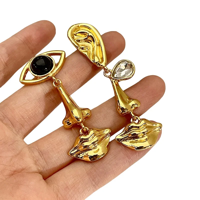 

Exaggerated Asymmetrical Earrings 925 Sliver Needle Fashion Trendy Jewelry Women's Accessories