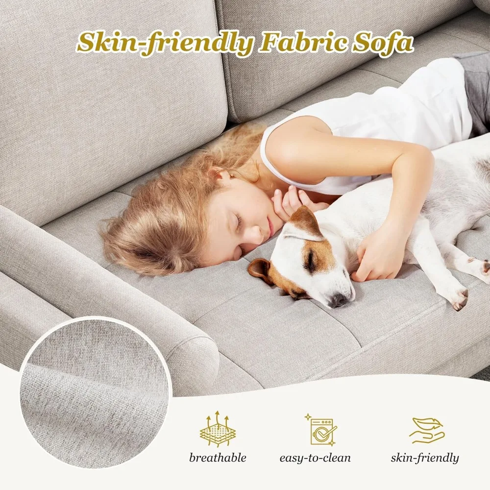 Compacte loveseat-bank met massief houten poten voor kleine ruimtes, ideaal voor woonkamer en slaapkamer, eenvoudige montage bank