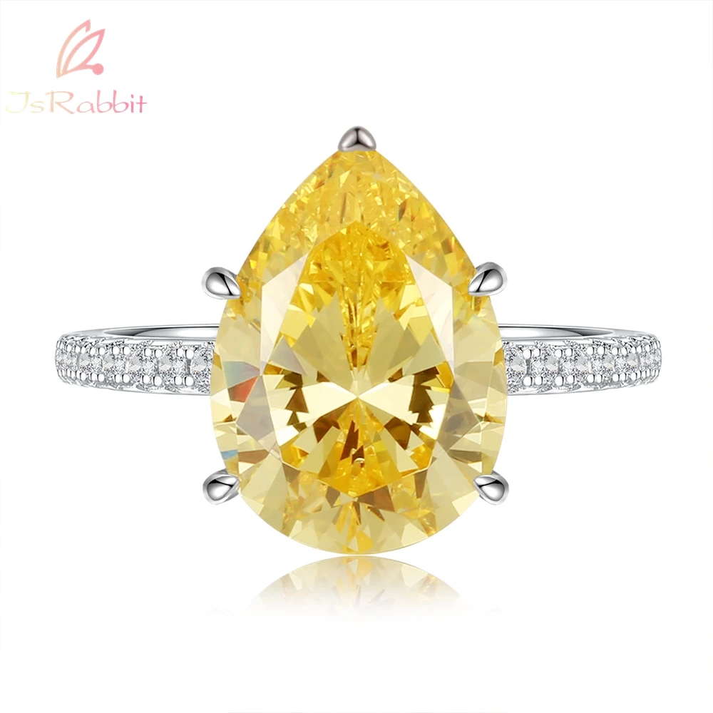 

IsRabbit 9K 14K 18K 3EX Pear Cut 6CT Lab Grown Fancy Vivid Yellow Sapphire Faceted Gemstone Rings Luxury Jewelry Drop Shipping