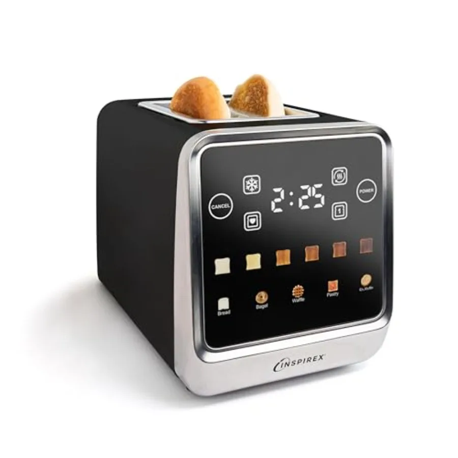 

Inspirex Touch Screen Toaster - 2 Extra Wide Slots - 5 Bread Types and 6 Browning Levels - Defrost Reheat Favorite Single Slot