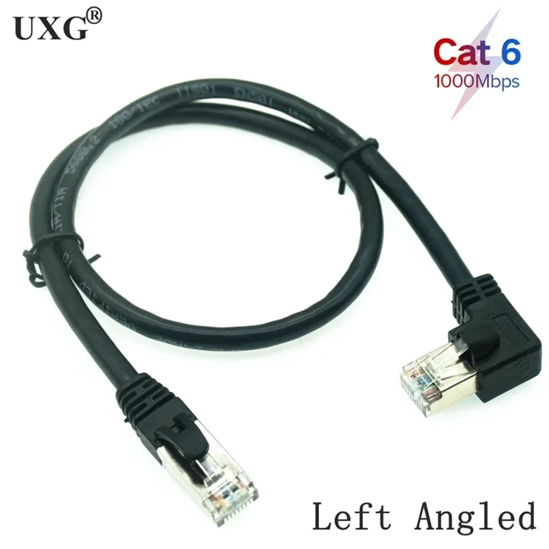 Cat6a RJ45 90 Degree Angle Ethernet Cable Slim Right Left Up Down Patch Cord Network Cable Lan Cable for TV BOX Laptop