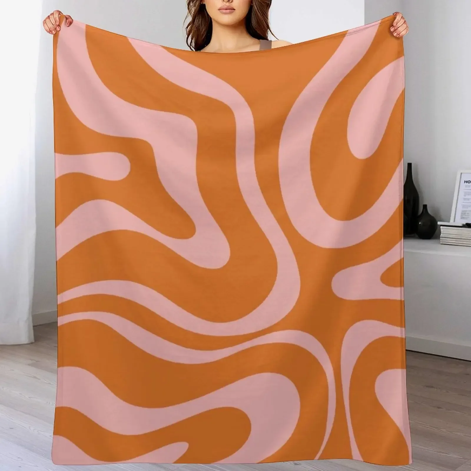 Liquid Candy Retro Abstract Pattern in Pink and Orange Throw Blanket Sofa Quilt Beach Thin blankets and throws Blankets