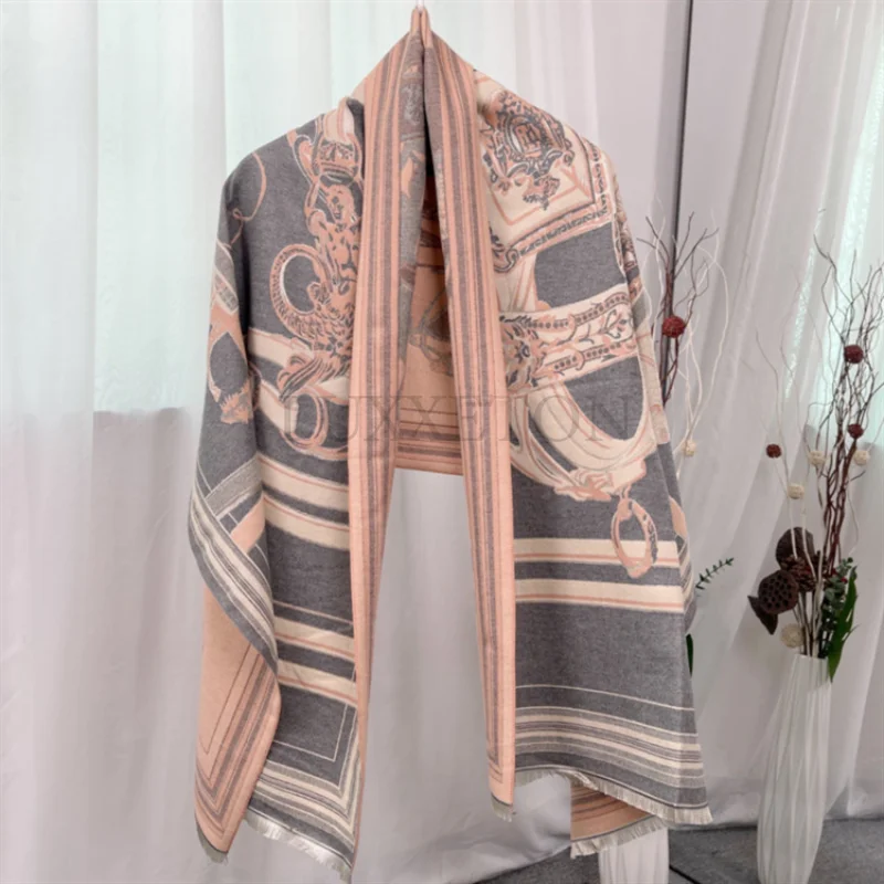 

Luxury Brand Double-sided Plum Blossom Scarf Women Winter Warm Cashmere Shawl Printing Soft Thin Blanket Holiday Gifts