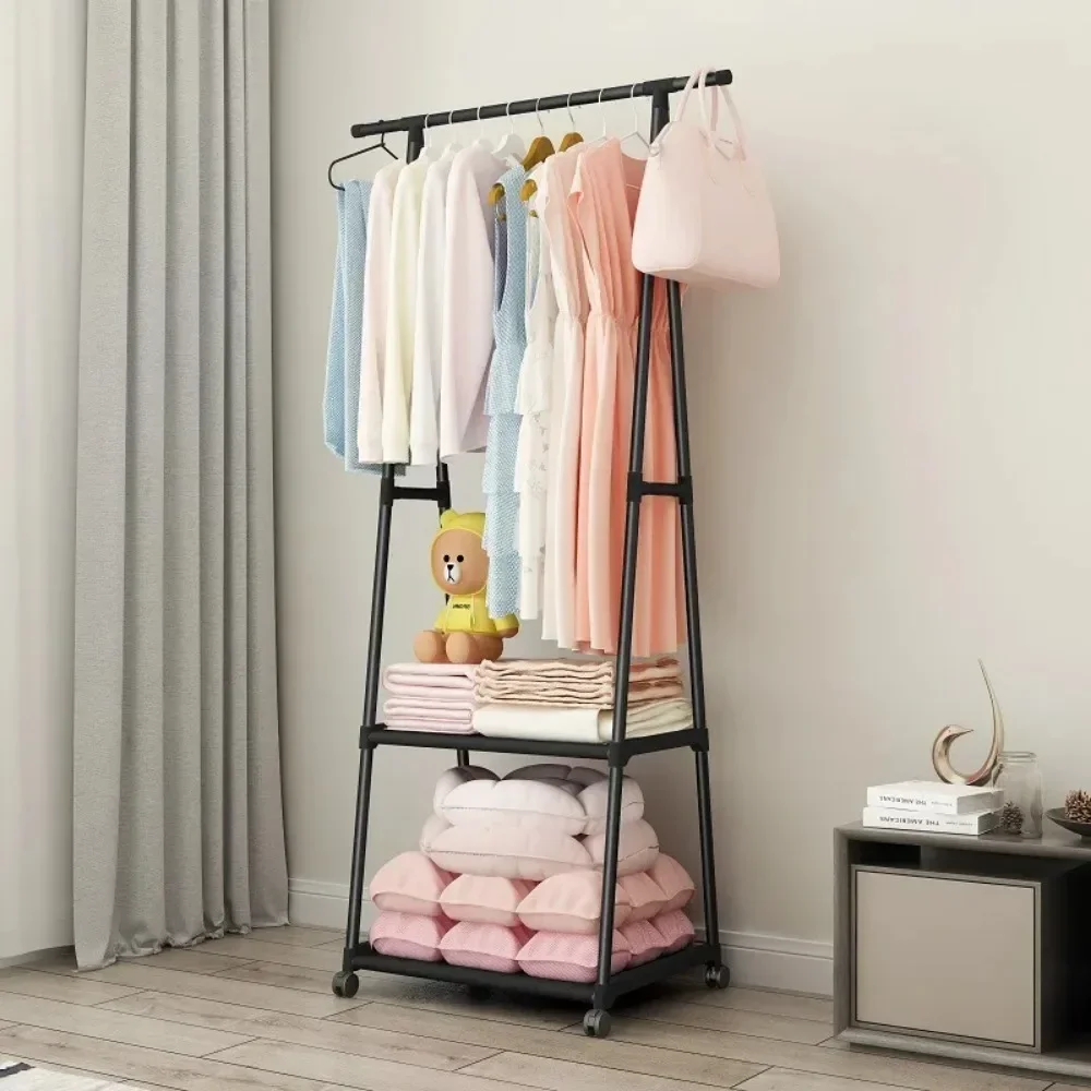 Standing Coat Rack Triangle Pulley Clothes Racks With Wheels Household Simple Cool Coat Shelf Bedroom Hanging Clothes Storage