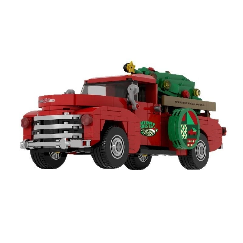 Christmas Building Block Car Model Kit Cute Mini Ornament Home Table Decor Holiday Party Centerpiece Gift For Kids Teens