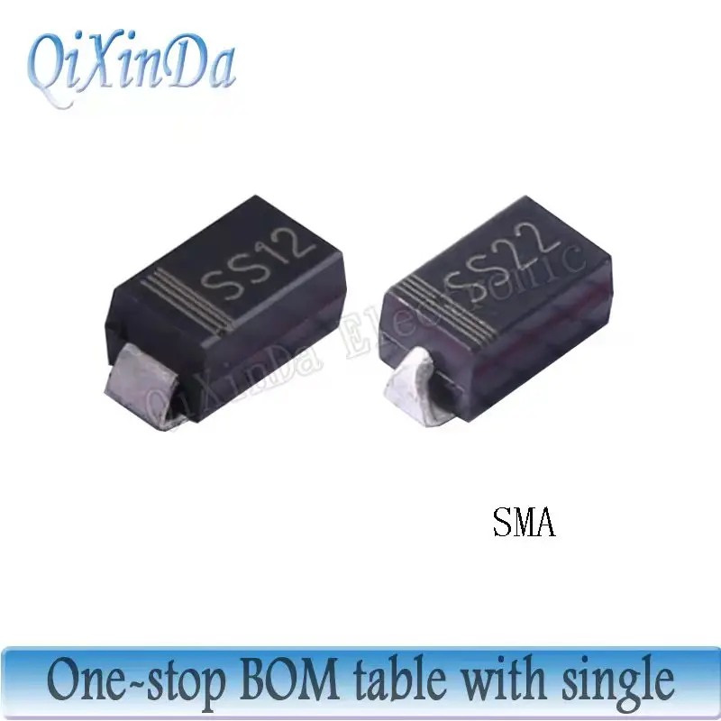 100PCS SMA SS12 SS14 SS16 SS110 SS120 SS22 SS24 SS26 SS28 SS210 SS220 SS32 SS34 SS36 SS38 SS310 SS315 SS320 DO-214AC Diodi SMD