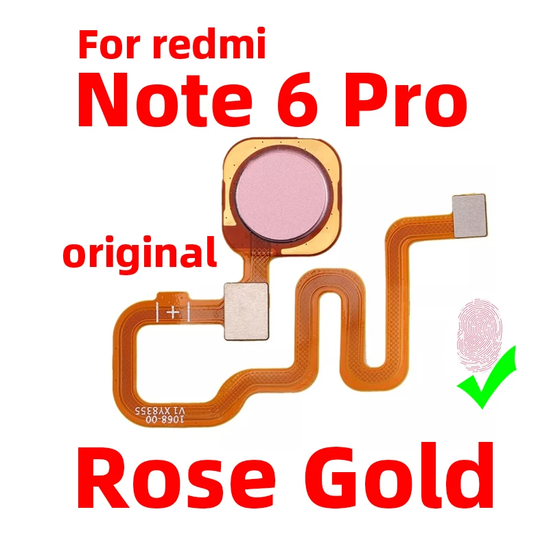 Original For Xiaomi redmi Note 6 pro Fingerprint Sensor Home Return Key Menu Power Button Flex Ribbon Cable