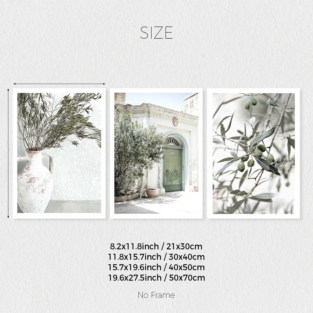 3PCS Mediterranean Olive Branch Canvas Wall Art, Neutral Rustic European Village Photo Print Home Decor