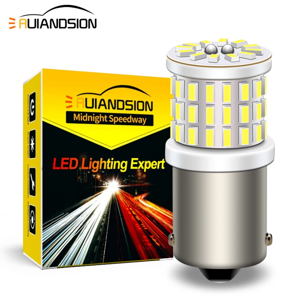 

Ruiandsion 2Pcs R5W 1156 BA15S LED 1157 BAY15D 57SMD 3014 Chip 9-30V Fit Parking Brake Turn Signal Bulb For Truck Bus Car
