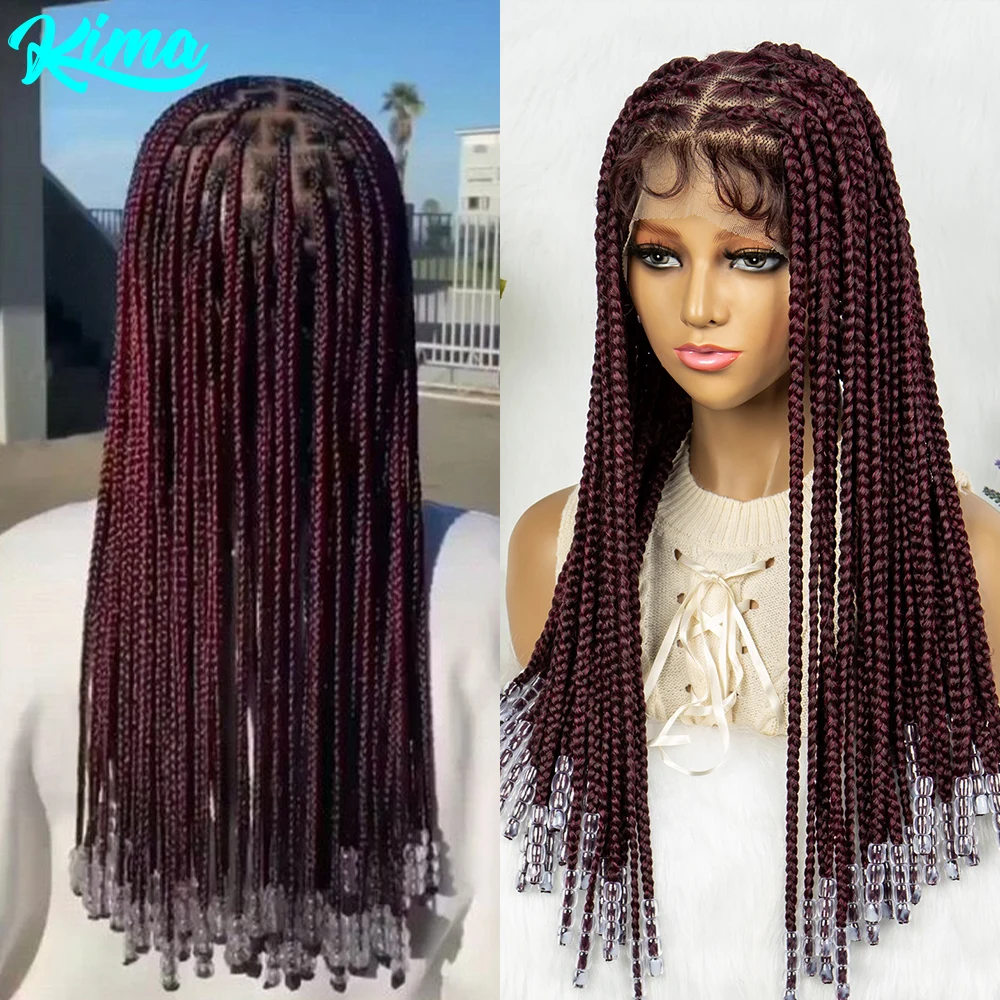 

Full Lace Braided Synthetic Box Braids Wig Knotless Pre Plucked With Baby Hair Goddess Braided Wigs For Black Women