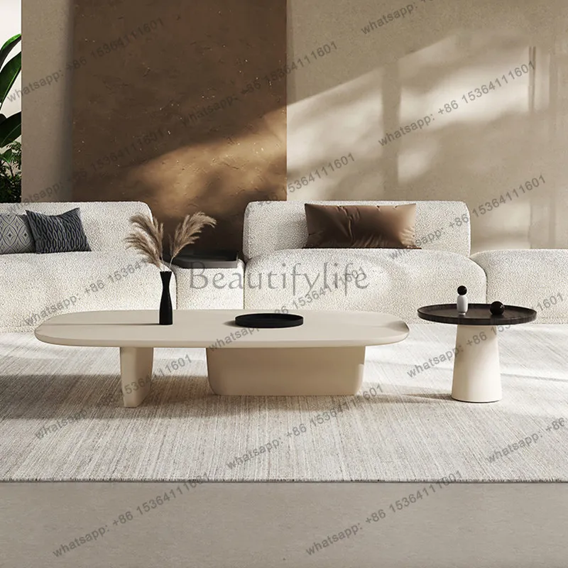 French cream style living room combination coffee table small apartment mocha light luxury new coffee table