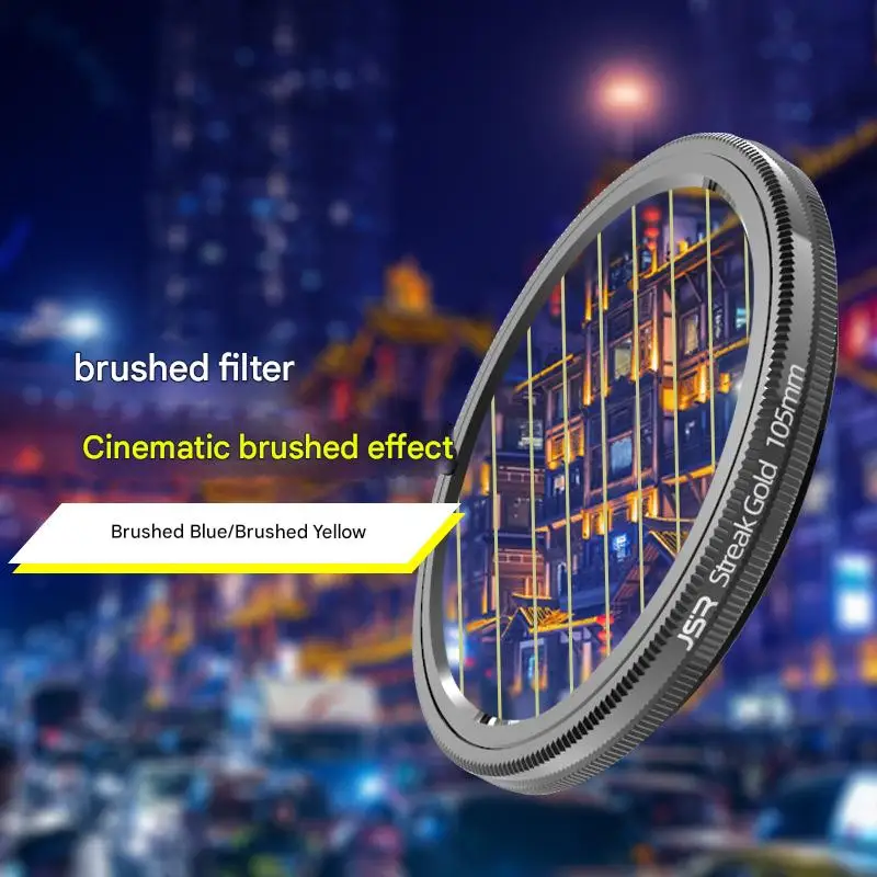 1pc gold 37-105mm Gold Streak Filter Brushed Anamorphic Wide Screen Cinema Effect DSLR Camera Lens Filter for Night Photography