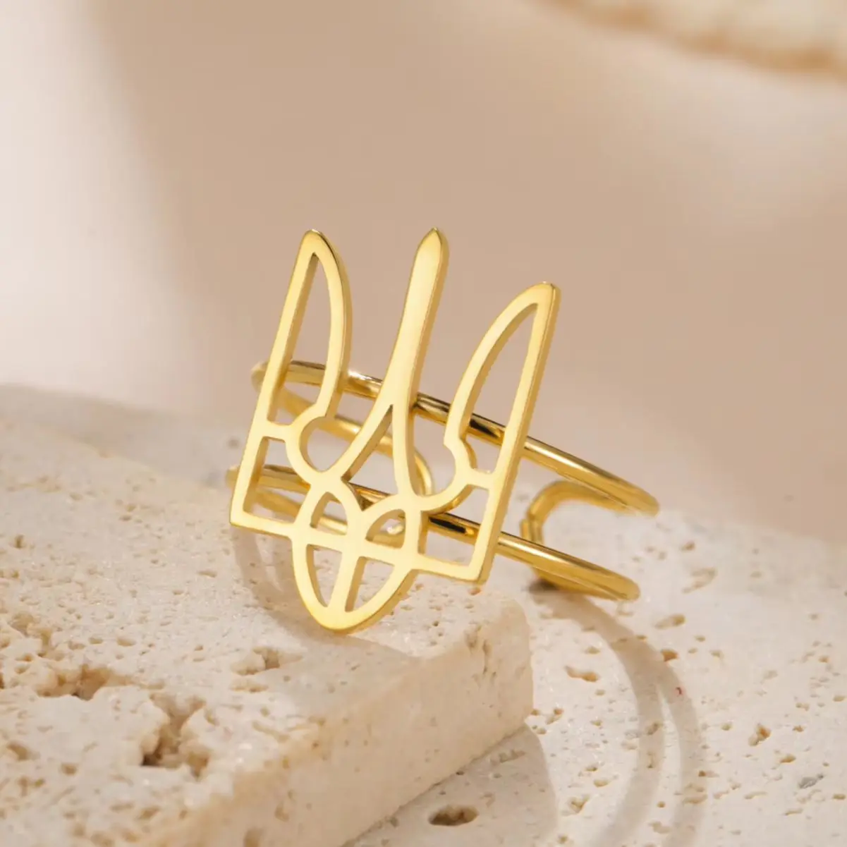 Ukraine-Symbol Verstellbare Ringe für Damen und Herren Edelstahl Ukrainische Nationalringe Schmuck Geschenke 2026 Großhandel