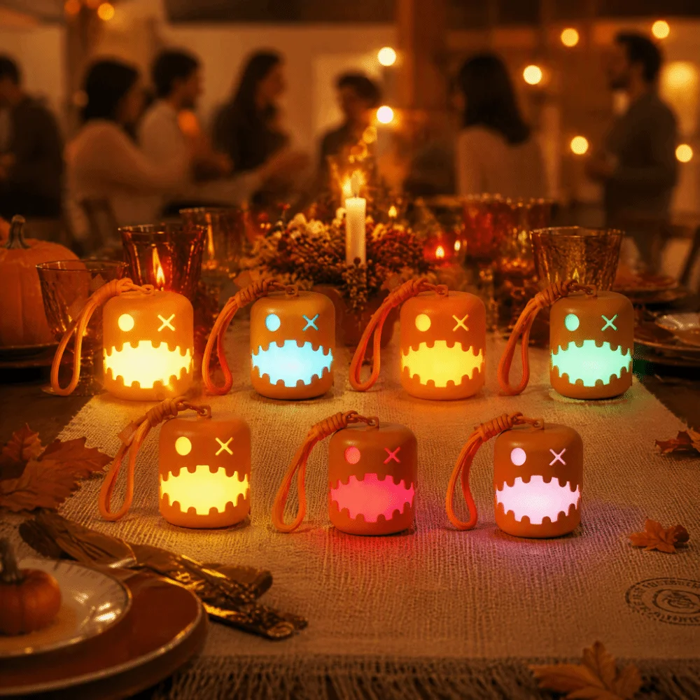 Multicolor Halloween Pumpkin Nightlight Color-Changing LED Compact LED Decor Lamp Pull-On Cord Switch Built-In LED