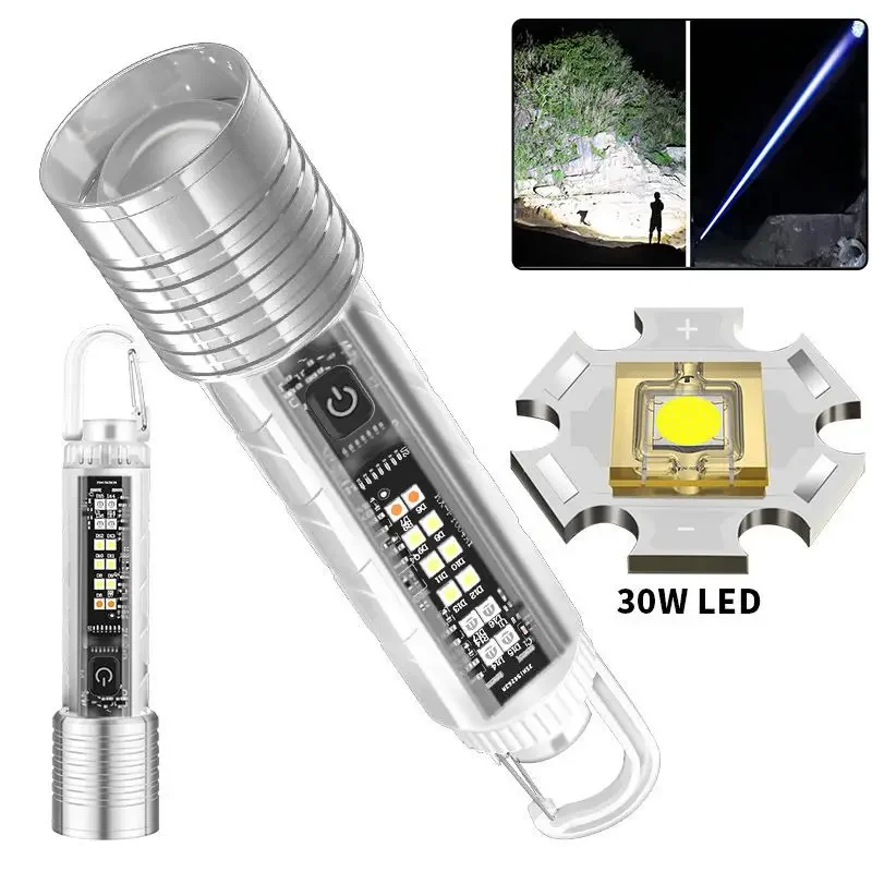 

Super Bright P50 LED Flashlight Built-in Battery Powered Torch Type-C USB Rechargeable Flashlights Waterproof Flashlight