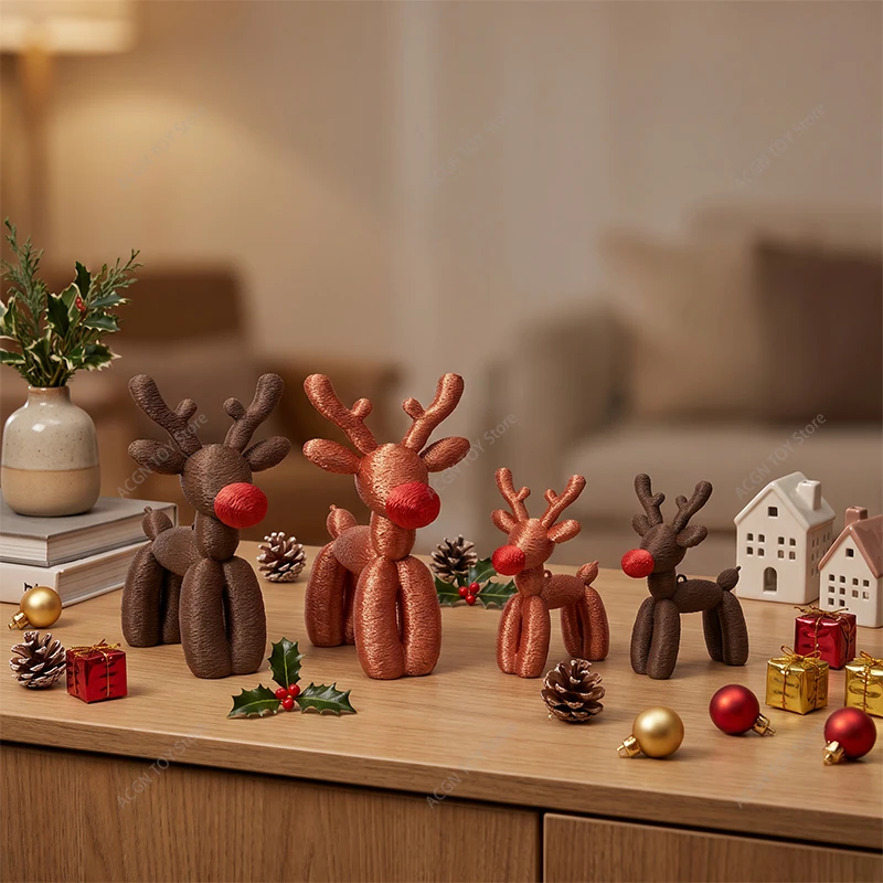 3D Printed Balloon Reindeer Ornament Christmas Decoration Desk Decor Gift