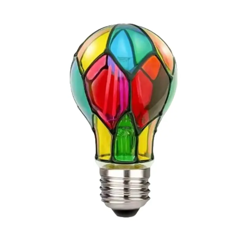 

【РАЖДЕСТВА】Светодиодная лампа из витражного стекла 4W 120V, с основанием E26, ночник, декор для дома, романтическая праздничная атмосфера