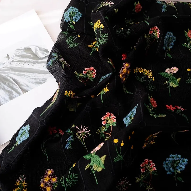 Lace Japanese and Korean cotton embroidery jacquard flower handmade fashion dress curtain decorative fabric