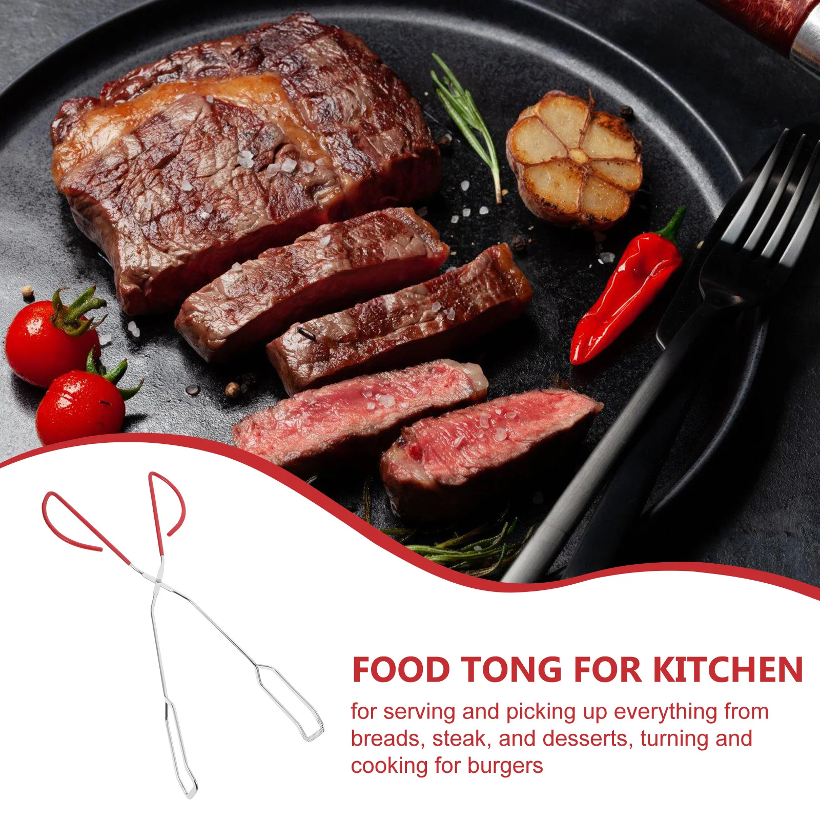 

Stainless Steel Bread Tong Multifunctional Bbq Cake Clip for Kitchen Party Buffet Food Serving Lightweight Heat Resistant