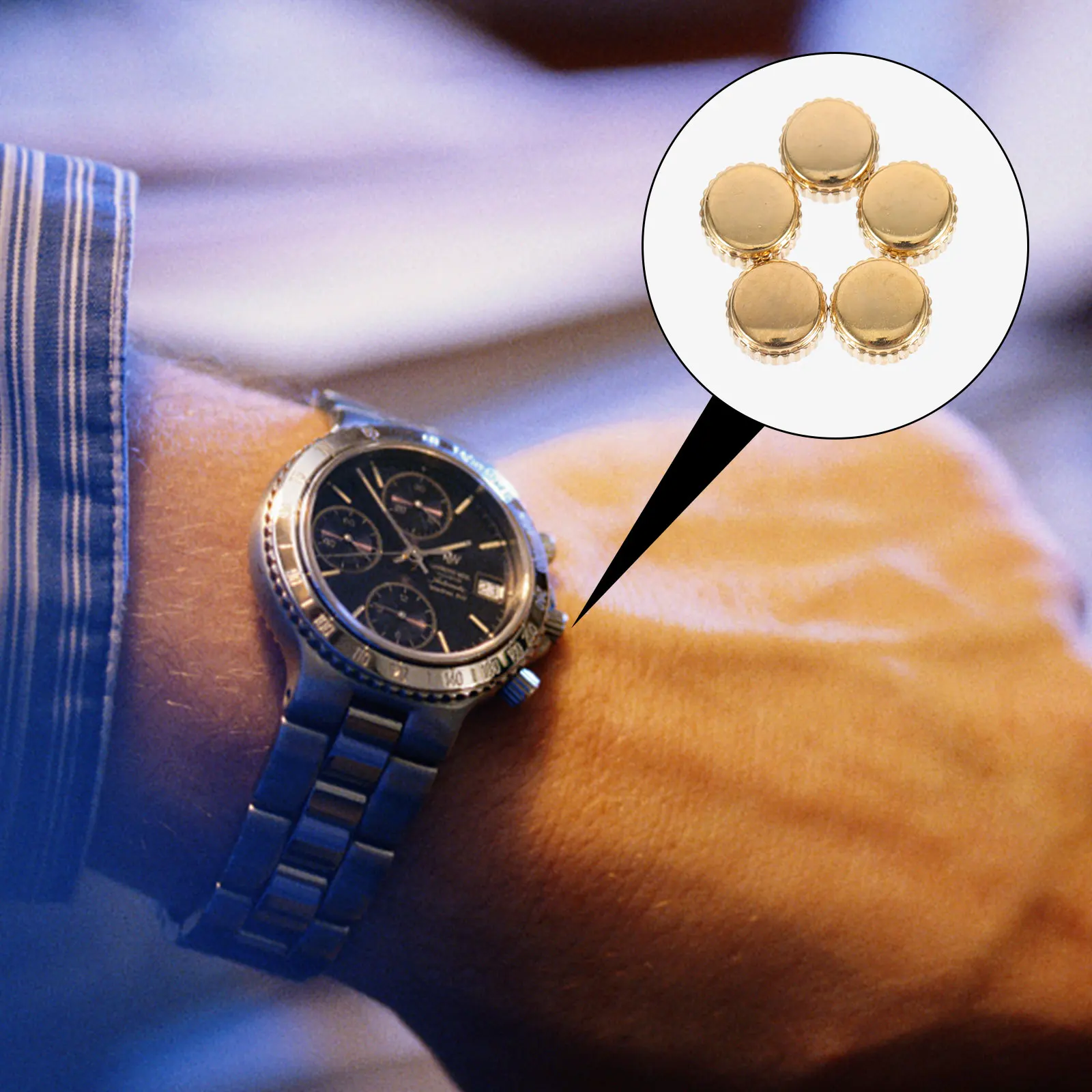 

5Pcs Watch Crown Repair Parts Wear Resistant Maintenance Tools Steel Replacement Accessories For Watches Watchmaker Tool