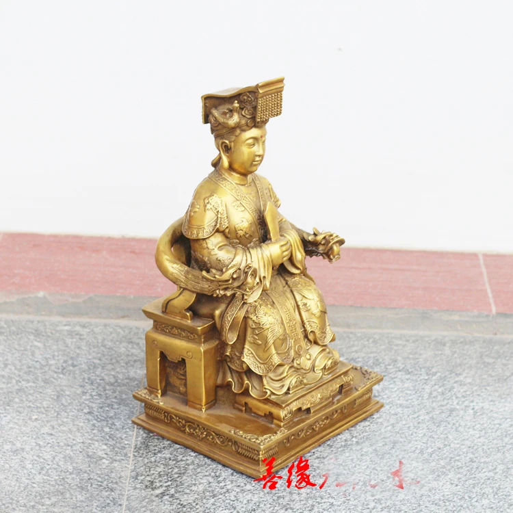 40CM huge HOME House Talisman Meizhou Mazu Goddess Matsu of the Sea FENG SHUI brass art statue